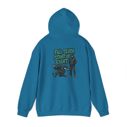 Motivational Quote Hoodie - Fall Seven, Stand Up Eight