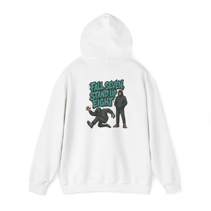 Motivational Quote Hoodie - Fall Seven, Stand Up Eight