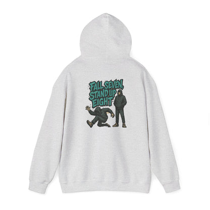 Motivational Quote Hoodie - Fall Seven, Stand Up Eight