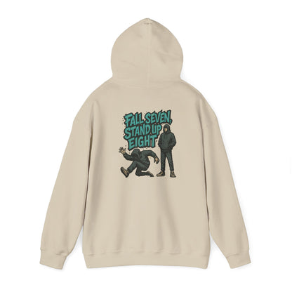 Motivational Quote Hoodie - Fall Seven, Stand Up Eight