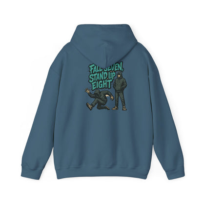 Motivational Quote Hoodie - Fall Seven, Stand Up Eight