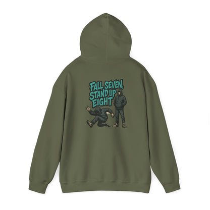 Motivational Quote Hoodie - Fall Seven, Stand Up Eight