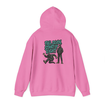 Motivational Quote Hoodie - Fall Seven, Stand Up Eight