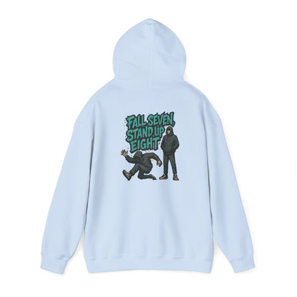 Motivational Quote Hoodie - Fall Seven, Stand Up Eight