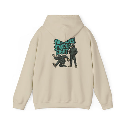 Motivational Quote Hoodie - Fall Seven, Stand Up Eight