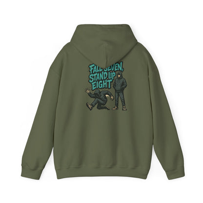 Motivational Quote Hoodie - Fall Seven, Stand Up Eight